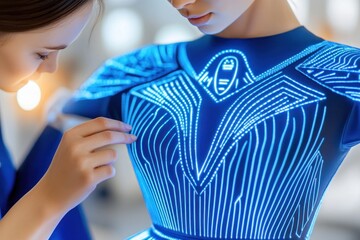 Fototapeta premium Futuristic Dress Interaction In Modern Fashion