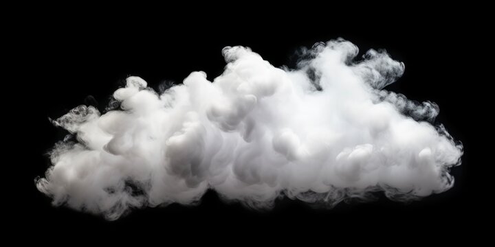 Isolated White Cloud with Textured Smoke Brush Effect on Black Background for Design - Airy and Alien Cumulus Cloud Art