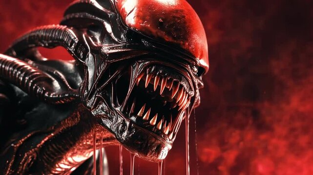 Predator's Gaze: A terrifying close-up of a predatory creature with a sharp, toothy maw, dripping with saliva and a chilling, menacing glare. It's a sinister and intense depiction of primal power.