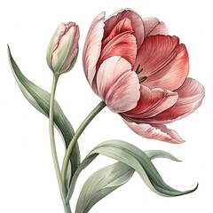 pink tulip on white background