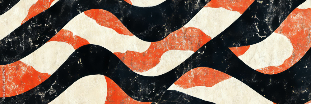 Poster dynamic hand-drawn snake skin pattern with bold diagonal stripes on bright background