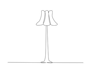 Continuous one line drawing of floor lamp design. Elegant floor lamp in single line draw illustration. Editable stroke.