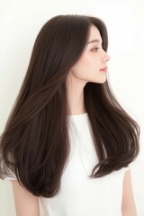 Naklejka premium Elegant Woman with Flowing Hair in Motion
