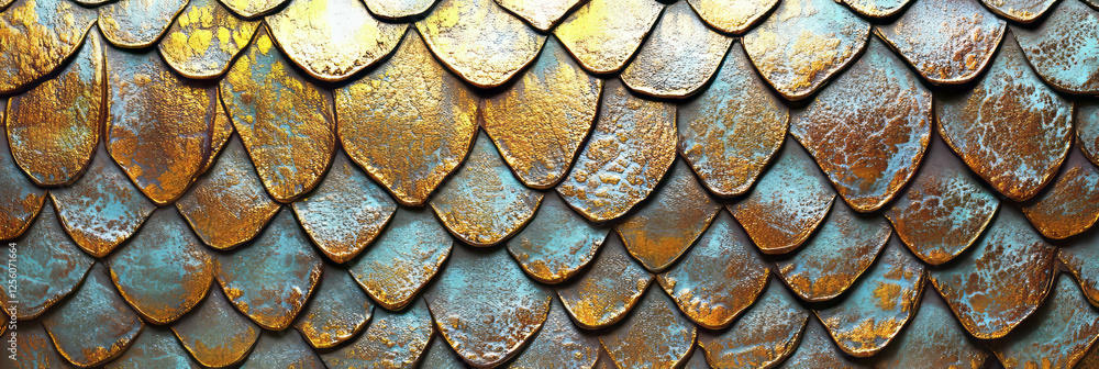 Poster hand-drawn snake skin pattern with intricate scales on a colorful background
