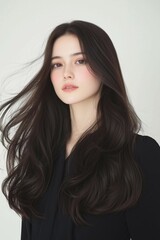 Elegant Woman with Flowing Hair in Motion