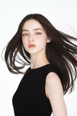 Elegant Woman with Flowing Hair in Motion
