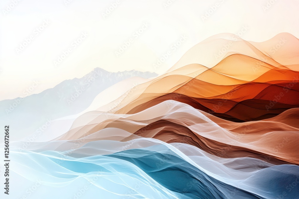 Poster golden brown gradient waves abstract art visual design smooth color transition creative perspective 