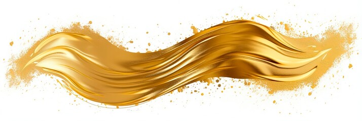 Luxurious Gold Glitter Brush Stroke. Decorative Shiny Line Art for Elegant Banners or Labels, with Glistering Sparkle and Golden Accents