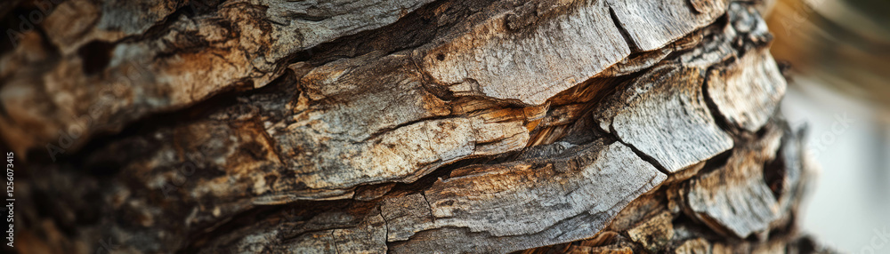 Poster close-up view of textured palm tree trunk with bright background creating a natural aesthetic
