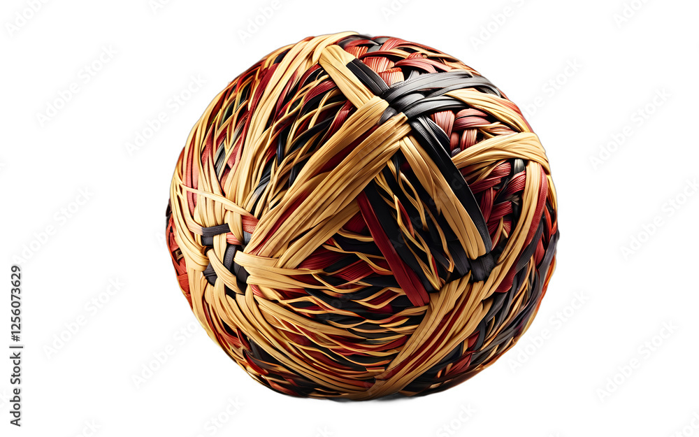 Poster A professional sepak takraw ball with an intricate woven design, isolated on a empty plain background