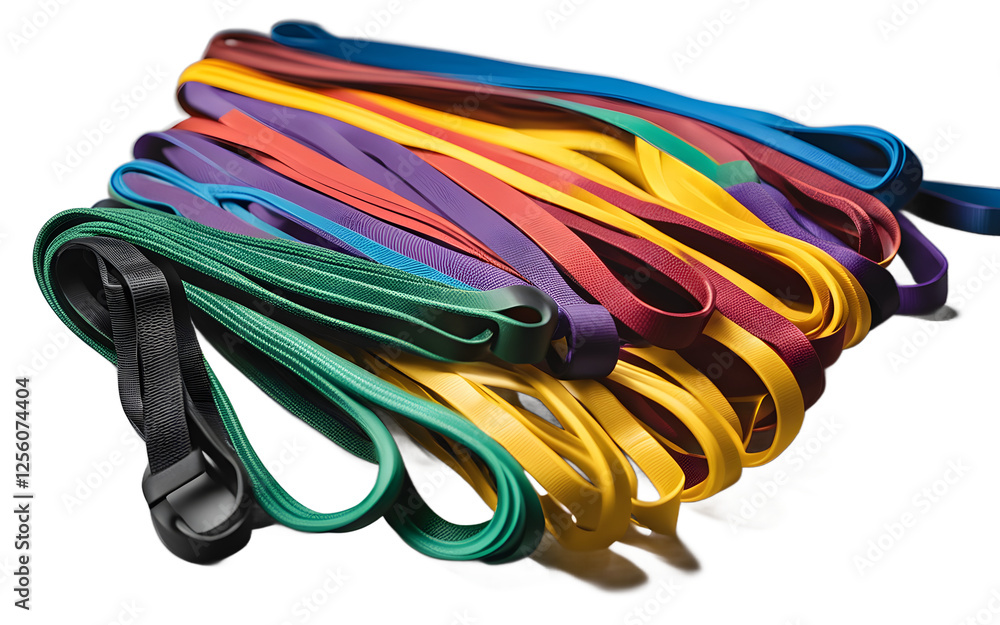 Aufkleber A set of colorful resistance bands for workouts, isolated on a empty plain background
