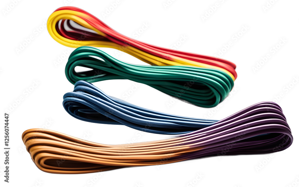 Aufkleber A set of colorful resistance bands for workouts, isolated on a empty plain background