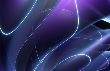 3d render abstract art parts of surreal mystic alien flower sculpture in curve wavy organic lines forms in deformation process in translucent plastic material with laser plasma in neon purple color	