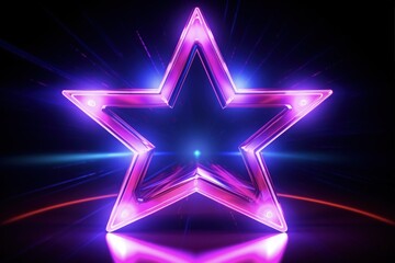 Neon Star - 3D Render of Ultraviolet Shape with Vibrant Pink and Blue Spectrum Colors, Glowing...