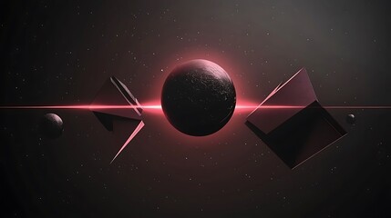 Red light planet space geometric art