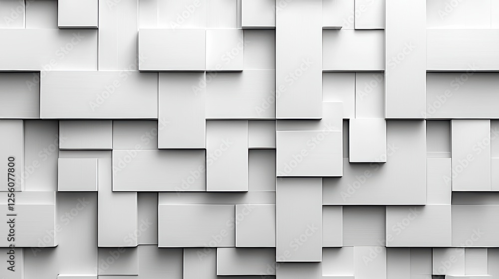 Poster abstract white geometric pattern with layered rectangles.