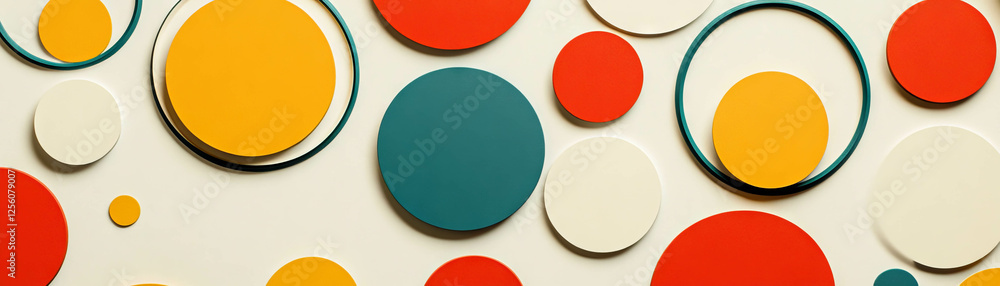 Poster balanced design featuring alternating circles and rectangles on a bright background
