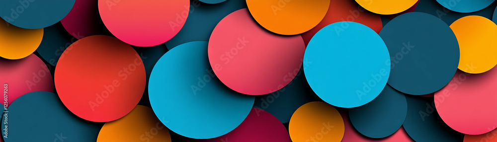 Poster bright pattern of overlapping circles creating unique shapes for decorative purposes