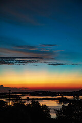 Naklejka premium Dramatical intense dawn sky greets the day over Cedar Key Florida