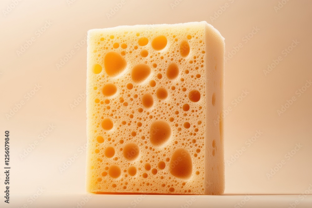 Poster bright and soft sponge with unique texture against a warm gradient background