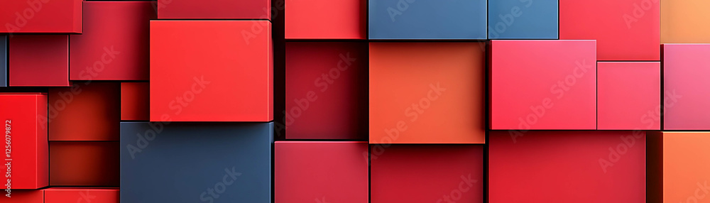 Poster layered squares pattern creates dynamic visual impact in vibrant colors