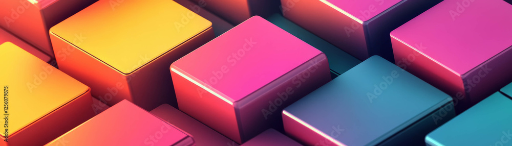 Aufkleber layered squares create a vibrant pattern for a bright banner background