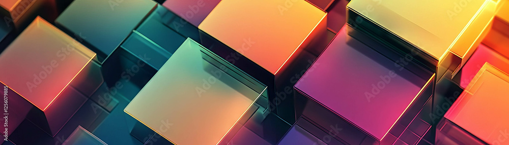 Poster layered squares pattern showcasing bright colors and depth for modern design