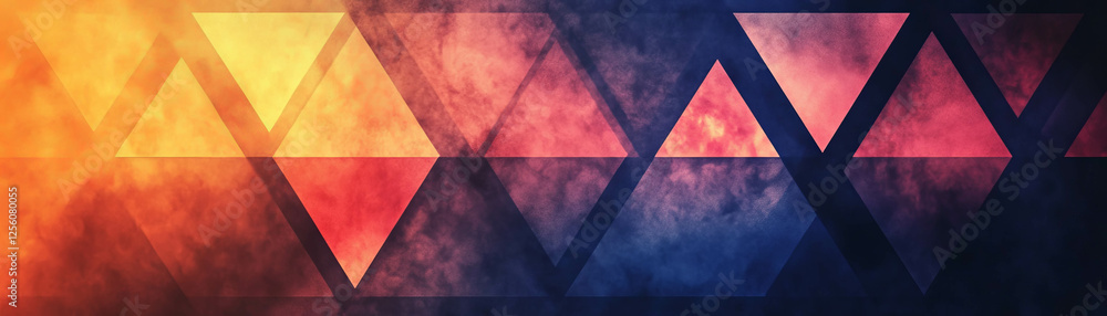 Poster vibrant triangular pattern with bright colors for a striking banner design