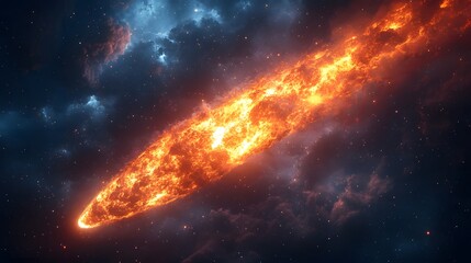 Obraz premium Meteorite Burning Up in Space with Stars and Galaxy Background