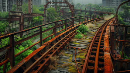 Fototapeta premium old railway bridge in thailand