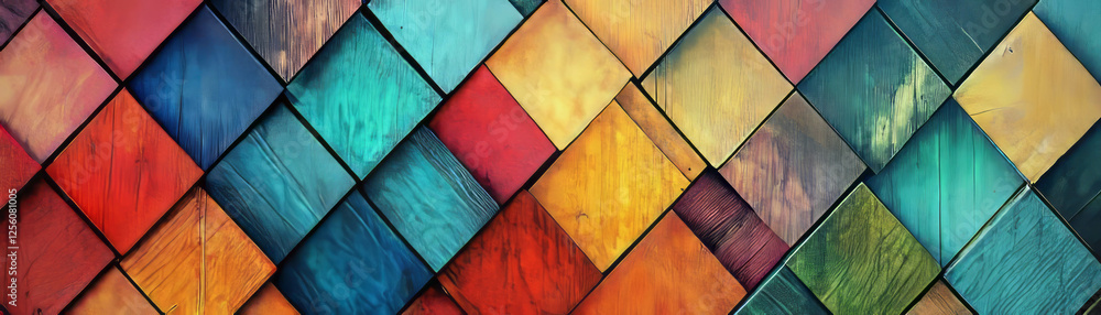 Aufkleber bright diagonal diamond pattern creates a vibrant background for visual projects