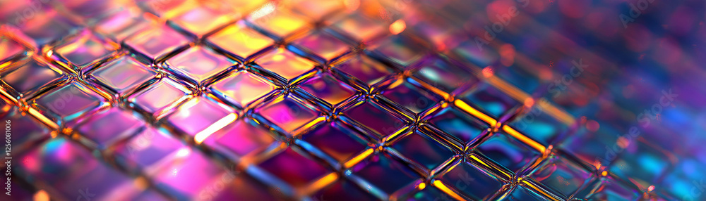 Poster pattern of small diamonds forming a grid design with a bright background