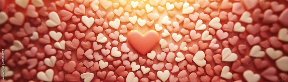 Poster bright circular pattern of small hearts with a playful theme for various occasions
