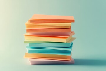 Fototapeta premium Colorful stack of sticky notes arranged artistically on a soft background inviting creativity and organization