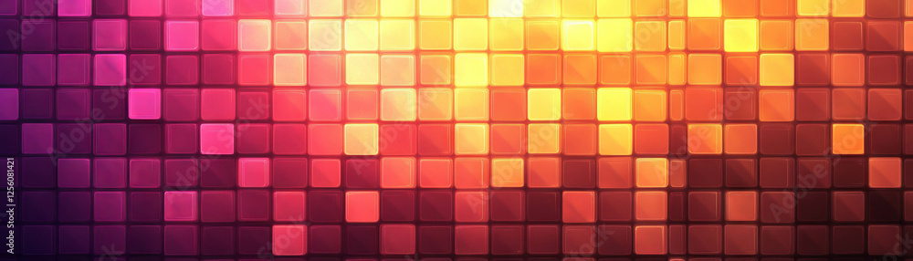 Poster bright checkerboard pattern with varying square sizes for creative backgrounds