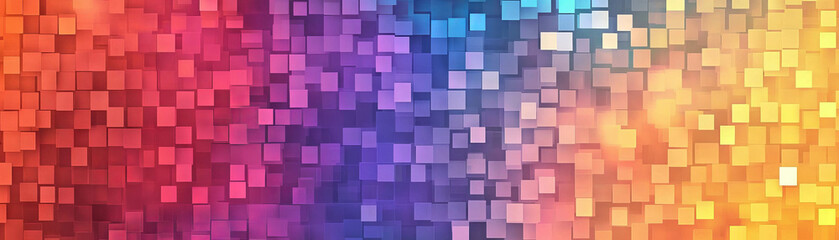 Engaging pattern of small squares with vibrant colors creates a dynamic background banner