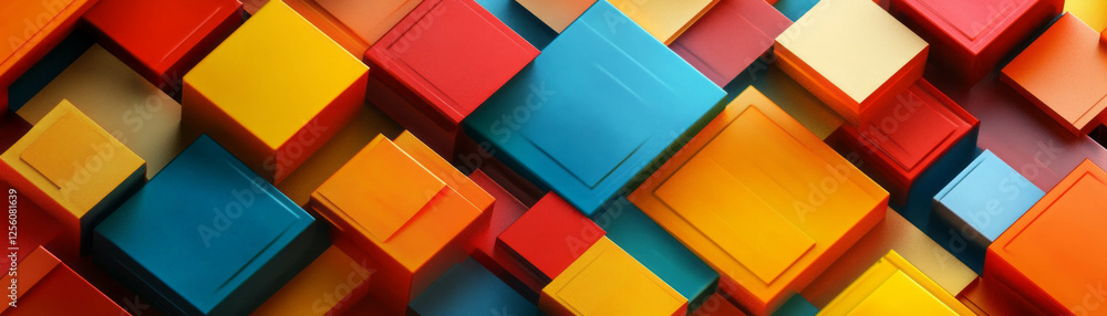 Poster bright abstract pattern of squares and rectangles creates a vibrant visual display for banners