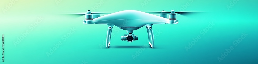 Poster high-definition vector drone icon displayed on a gradient cyan and teal background with sharp focus