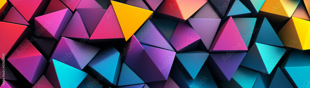 Poster pattern of colorful triangles creating a vibrant tessellated design for banner use