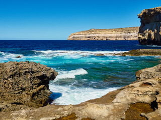 Beautiful view of the Sunset cliffs on the island of Gozo, Malta