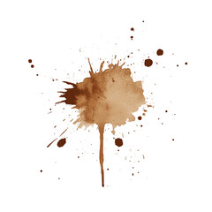 Mocha mousse watercolor splashes creating on transparent background, Generative AI