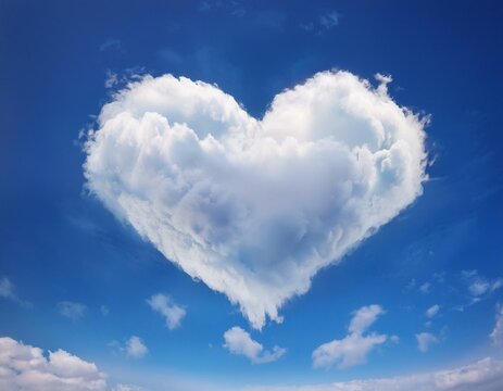 silueta de un coraz&oacute;n de nuves  en un cielo azul