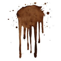 Mocha mousse watercolor splashes creating on transparent background, Generative AI