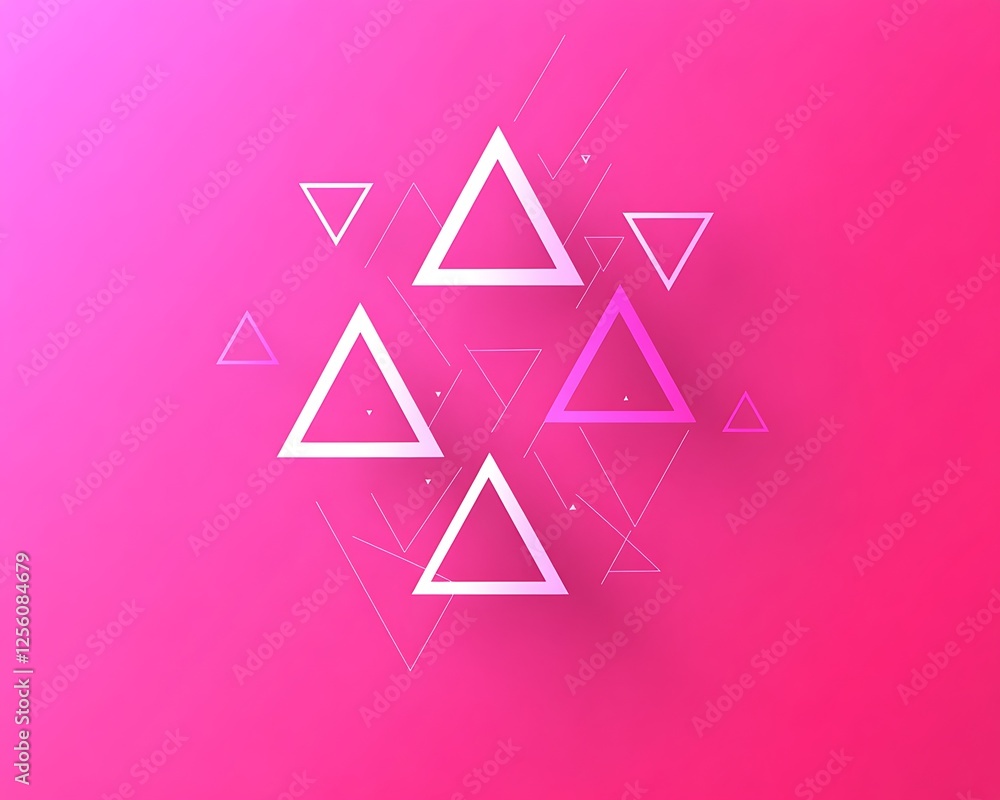 Poster minimalist vector cultural symbol with triangular elements, isolated on a vibrant fuchsia solid back
