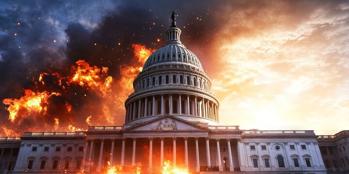 capitol building on fire