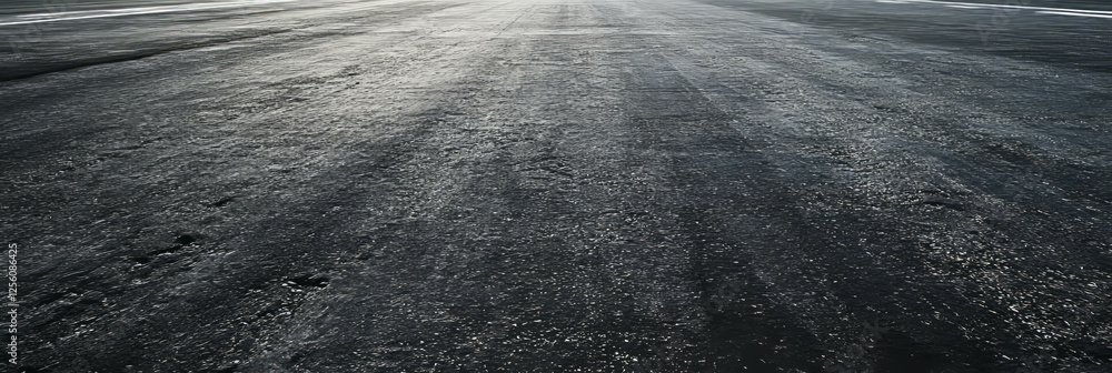 Poster close-up view of textured asphalt runway surface highlighting aggregate features