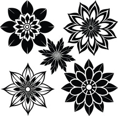 Elegant black and white floral designs Set