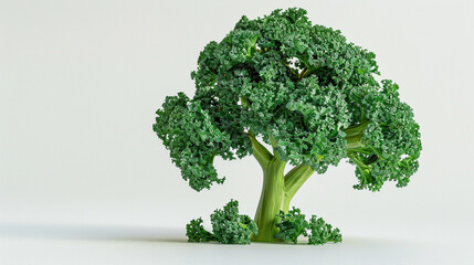 Kale on an isolated white background, object focused, png, stock image, hd quality, 