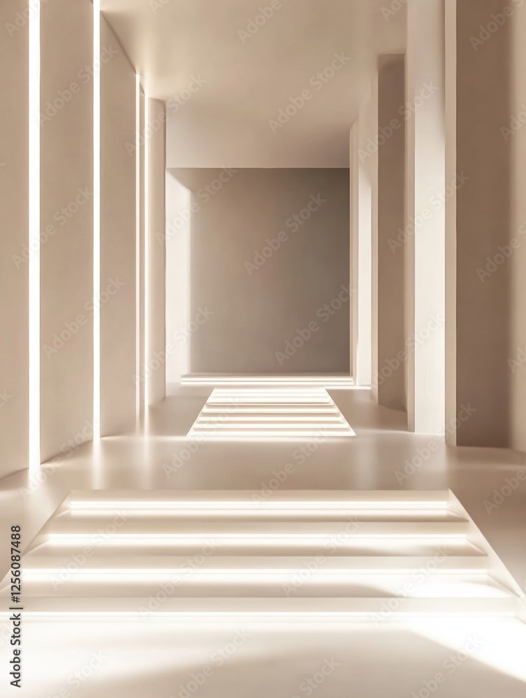 Leinwandbilder monochromatic runway featuring clean lines and soft lighting in a minimalist design setting. generat