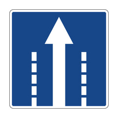 Road sign direction movement in the lane. The arrow indicates the direction in which movement is...